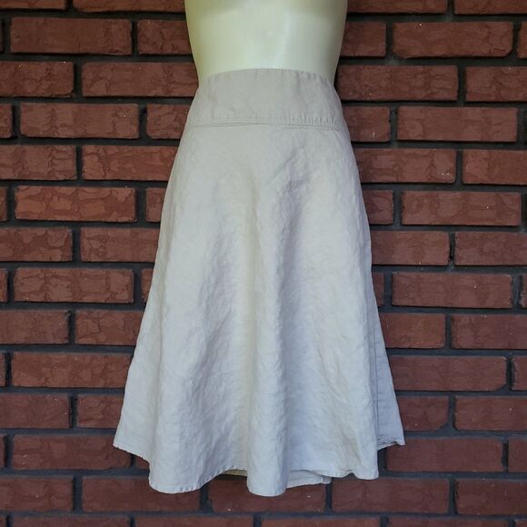 Merona 100% Linen Skirt 30 x 24 VTG Sz 8 Knee Length Y2K Minimalist 90s Neutral - Picture 1 of 9